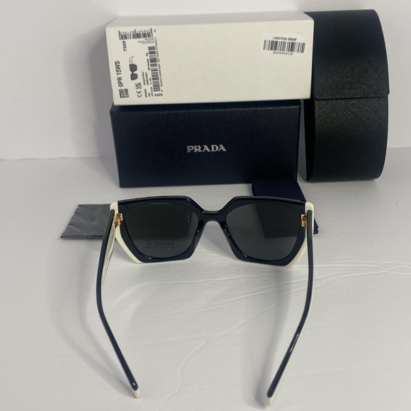 💯 - New  - BRAND NEW PRADA PR 15WS 09Q5S0 White/Black Women Sunglasses - Picture 12 of 17